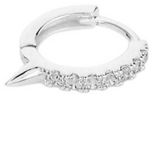 Liars & Lovers Crystal Spike Hoop Earrings NWT Silvertone - Picture 2 of 6